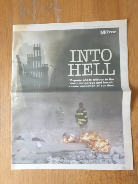 The Mirror Newspaper, 14th September 2001 - 9/11 Terrorist Attacks (16 Pages)
