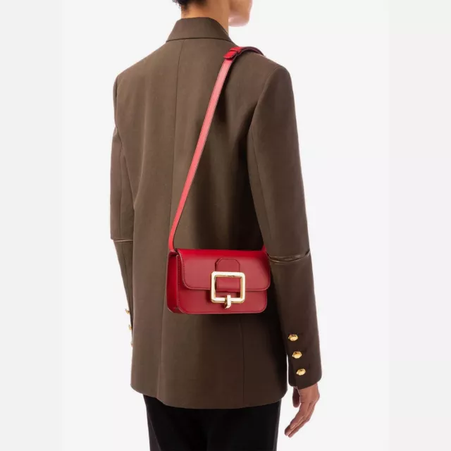 Bally Leather Red JANELLE signature designer Shoulder crossbody belt Bag gold