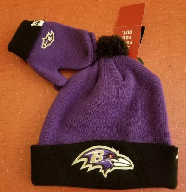 Baltimore Ravens NFL BRAND '47 Purple & Black Winter Hat & Mitts Tod