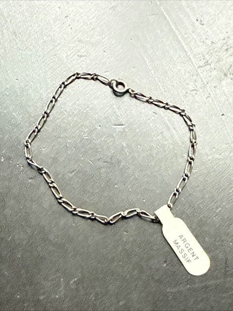 BRACELET ARGENT MASSIF maille gourmette poinçon crabe et orfèvre EUR 35,00 - FR