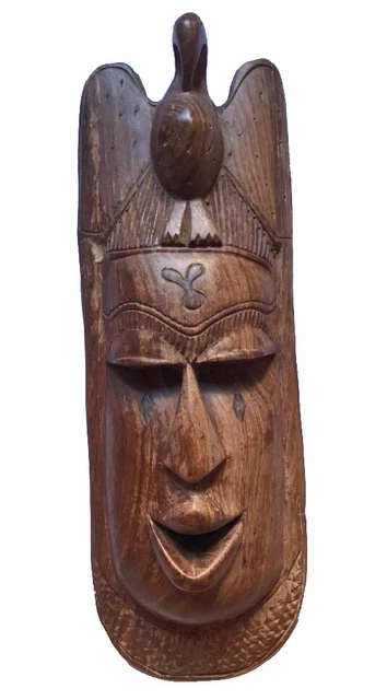 Tribal African Egypt Carved Antique Look Hand Wood Halloween  Mask Wall Hanging