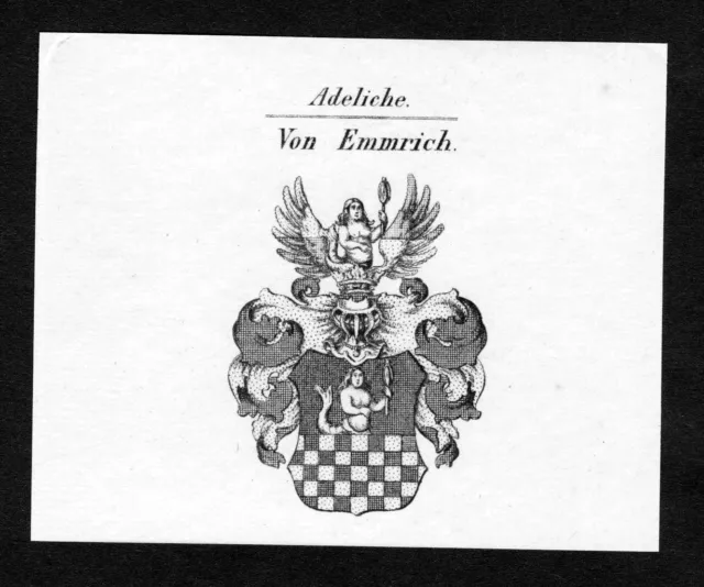 Aprox. 1820 Emmrich Escudo Nobleza Abrigo De Arms Grabado Antiguo Print Heraldry