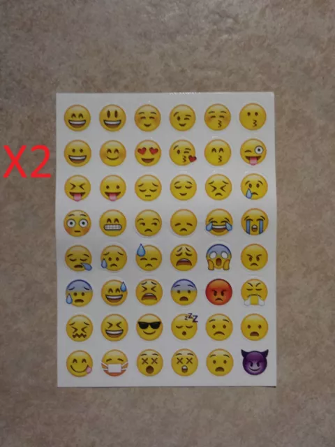 Lotto 2 Foglietti Adesivi 48 Faccine Emoji Emoticons Diario Scuola Agenda Smile