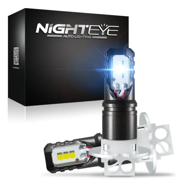 Nighteye 160W Paar H3 LED Nebel Scheinwerfer Auto Fog Light Birnen 6500K Weiß