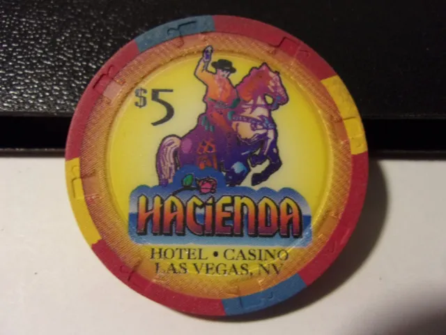 HACIENDA HOTEL CASINO $5 hotel casino gaming poker chip - Las Vegas, NV