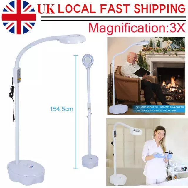 Magnifier Clip Floor Stand Lamp Glass Make Up Salon SPA Beauty Magnifying Light