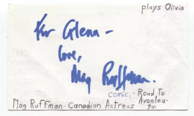 Mag Ruffman Signed 3x5 Index Card Autograph Signature Actress Road To Avonlea