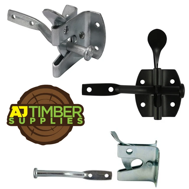 HEAVY DUTY AUTOMATIC Gate Latch Lockable Gate Auto Pad Lock Black/Zinc