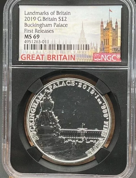 2019 G. Britain Buckingham Palace Landmarks of Britain S2PND NGC MS 69 First Rel