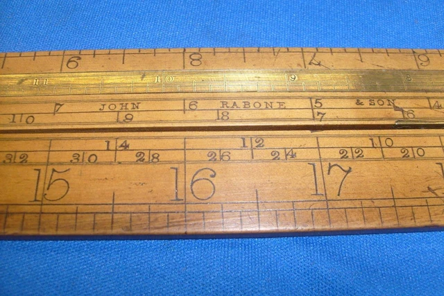 24" 2 fold boxwood timber rule with slide, John Rabone & Son, mid 19th Century 3
