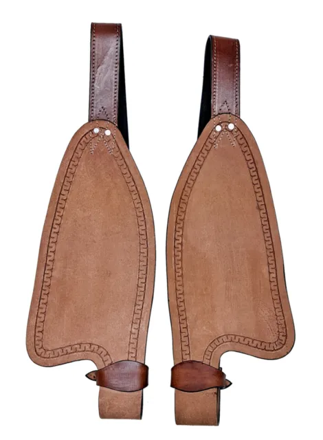 Replacement Horse Saddle Roughout Genuine Leather Western Fenders Set Rough-Out