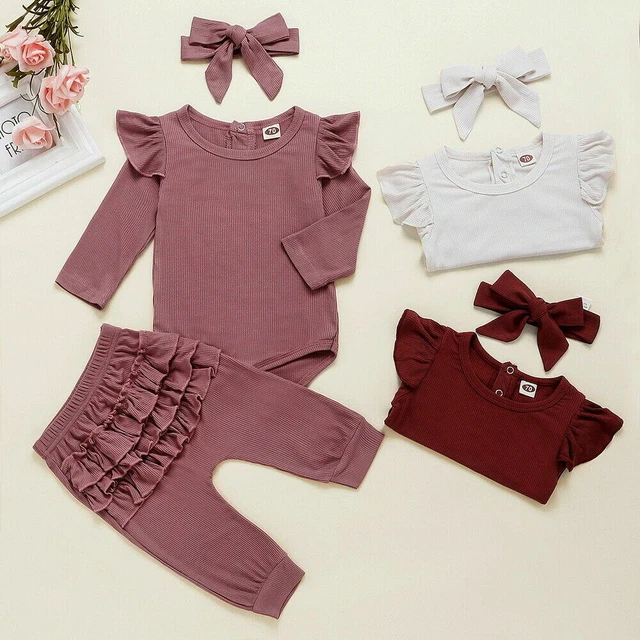 Abiti con fascia 3 pezzi set romper neonato bambina vestiti body