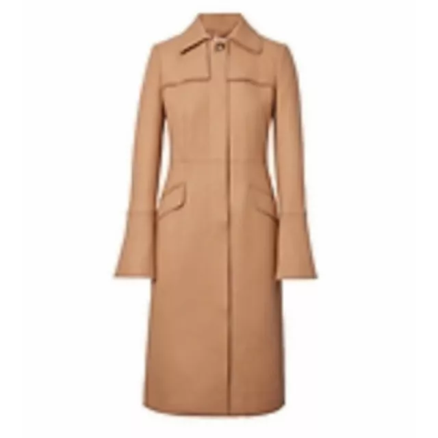 Banana Republic Italian Melton Wool-Blend Long Trench Coat Women's Size 8 Camel