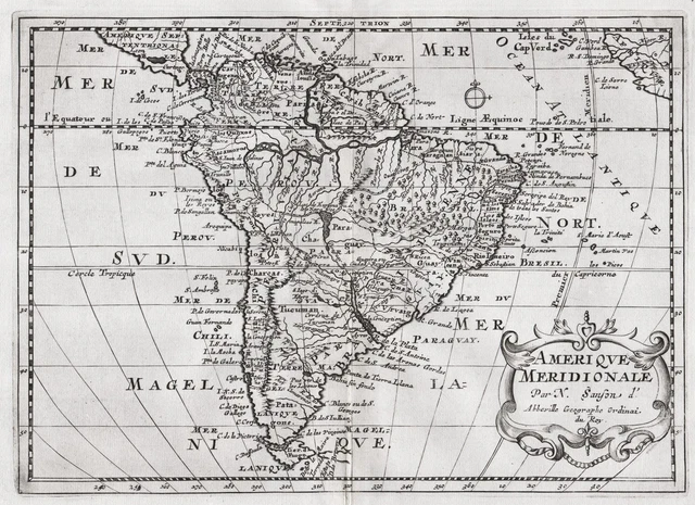 South America Argentina Brazil Chile Colombia Peru Venezuela map Karte Sanson