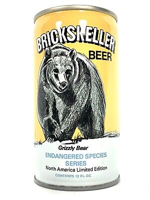 Brickskeller Beer Can   Steel Pull-Tab EMPTY Endangered Species - "Grizzly Bear"