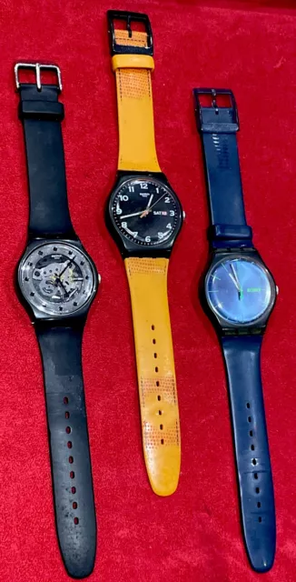 3x SWATCH Swiss Quartz watches Working With New Batteries!