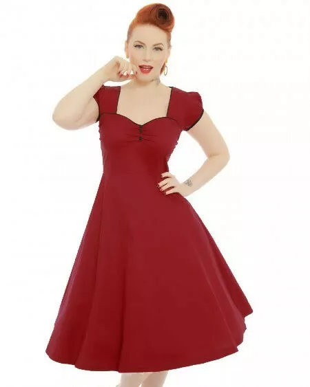 Lindy Bop Bella Dress Medium Rockabilly Swing Dress Wine Red M UK12