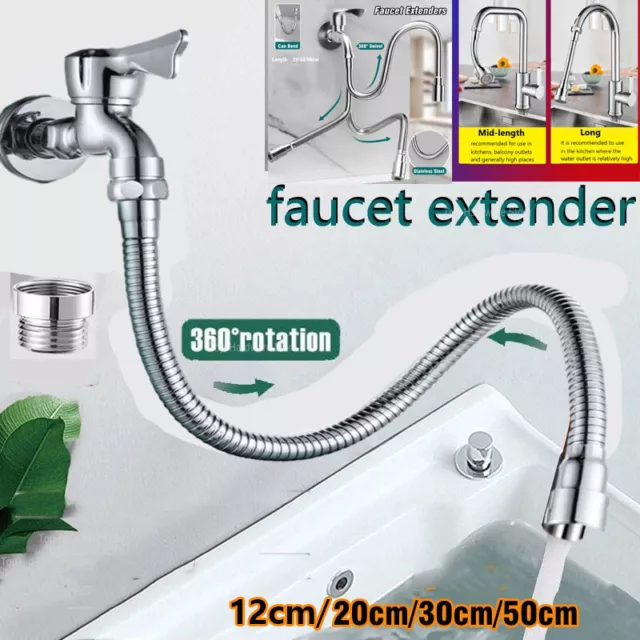 20-50cm Faucet Extender 360° Rotation Free Bending Sink Water Tap Extension Tube
