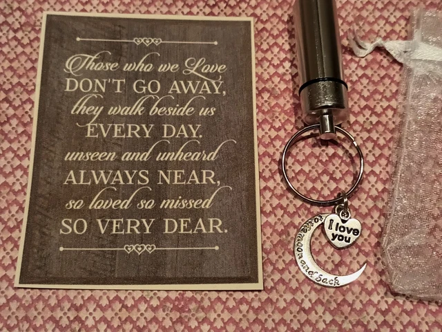 Cremation Ashes Urn Love Moon & Back Keepsake Memorial Keyring Loss Gift Mum Dad