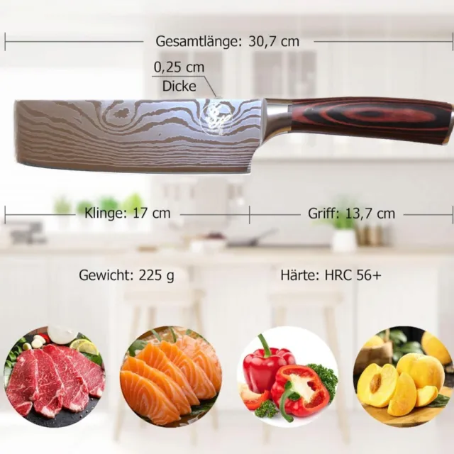 S-Hunter Japanisches Messer, Klinge 17 cm Narikimesser Hackmesser Kochmesser 3
