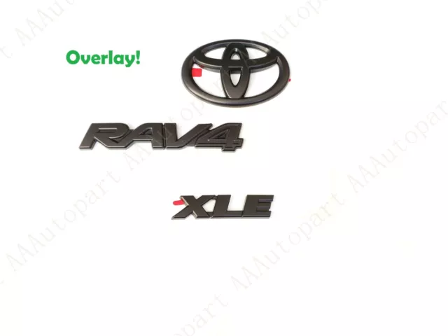 3Pcs Kit 2019-2023 Toyota Rav4 Hybrid Xle Blackout Emblem Overlay Kit Gen