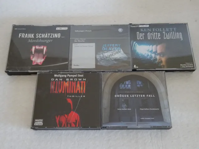 5 Krimi/Thriller Hörbücher auf 23 CDs mit 1591 Minuten Gesamtlaufzeit