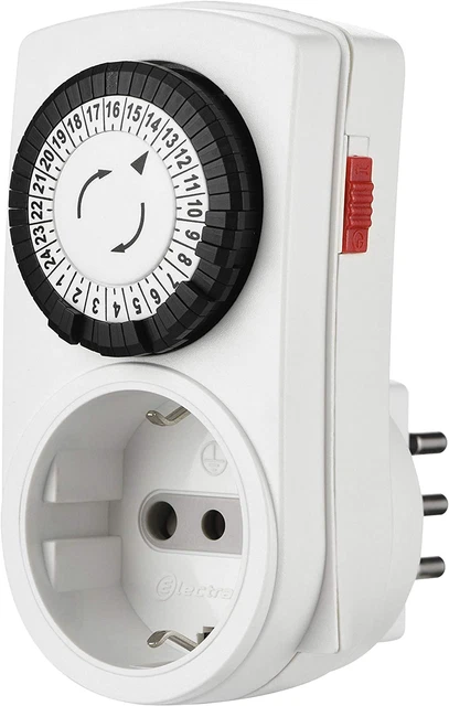 58114 Mini Programmatore Timer Meccanico Giornaliero, Spina Italiana Piccola 10