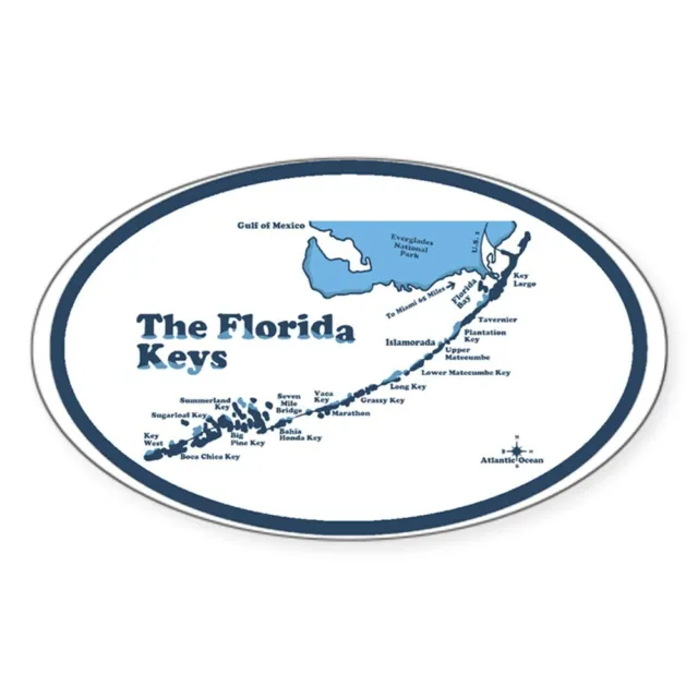 CafePress Florida Keys Map Design. Sticker (Oval) (881494457)