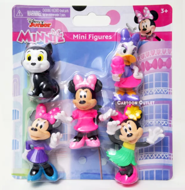 Disney Minnie Mouse Cake Topper  5 pc Figure Set Daisy Duck Toy Figaro Cat Hawai