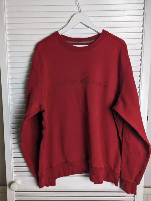 Eddie Bauer Sweatshirt Mens Crew Neck Pullover Jumper Red Size XL
