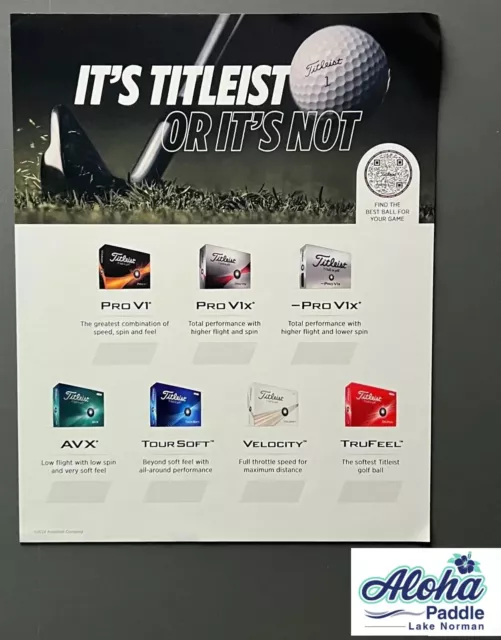 New Titleist Golf Pro Shop Advertising Display Magnetic Poster Sign 10.5” x 8.5"