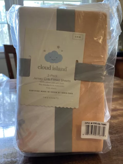 Cloud Island 2 pack Jersey Crib Fitted Sheets 100% cotton 28"x52" Peach/Unicorn