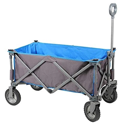 Collapsible Folding Utility Wagon Quad Compact 35.6″ x 21.7″x 19.1″ Blue