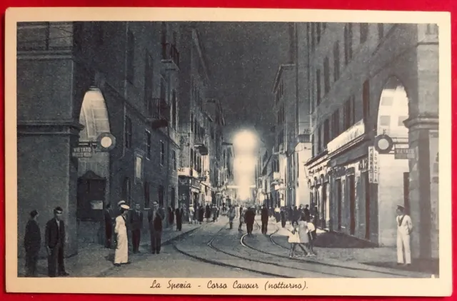 Cartolina La Spezia Corso Cavour ( Notturna )