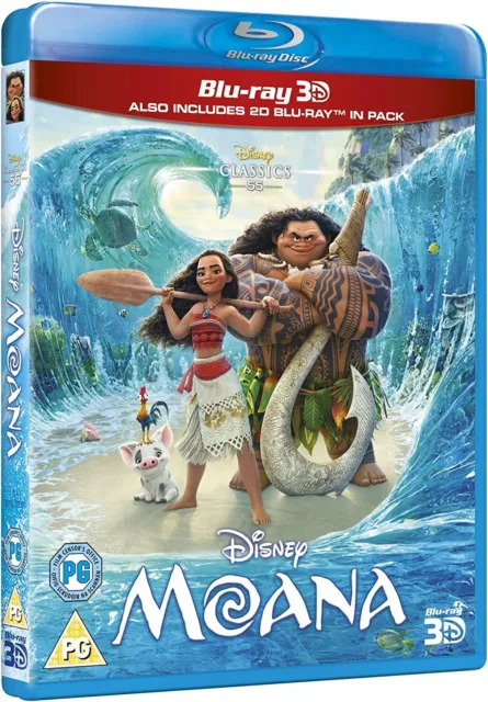 Moana (3D + 2D Blu-ray, 2 Discs, Disney, Region Free) *NEW/FACTORY SEALED*