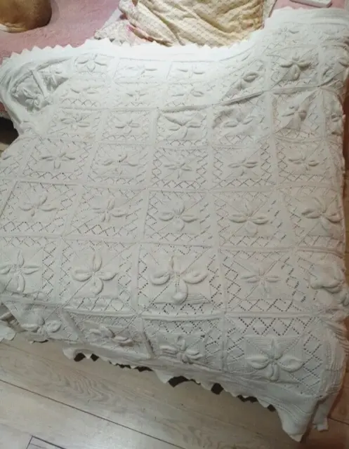 Vintage Magnifique jeté de canapé ou lit courtepointe coton épais en relief