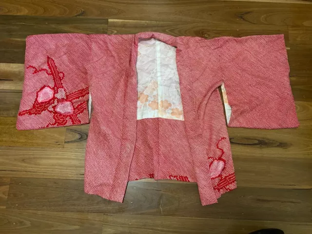 O/S Japanese Silk original Kimono Jacket Hand Made *BUY FIVE + ITEMS = FREE POST