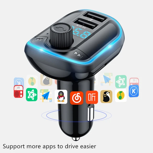 Idéal voiture Bluetooth FM transmetteur Audio adaptateur sans fil 2-USB chargeur