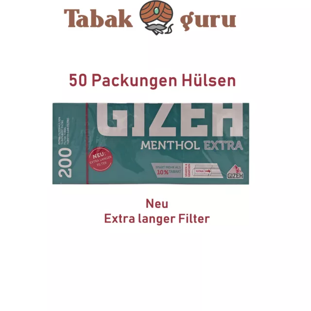 4000 STÜCK GIZEH Menthol EXTRA Zigarettenhülsen (20x200) Filter