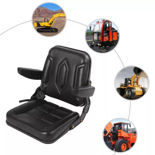 Universal Seat +Armrest&Adjustable Backrest For Excavator Forklift Dozer Tractor
