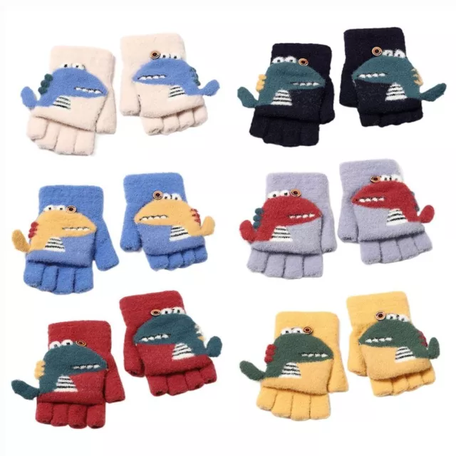 Thick Knitting Mittens Fingerless Fingerless gloves Cartoon Mitten  Boys Girls