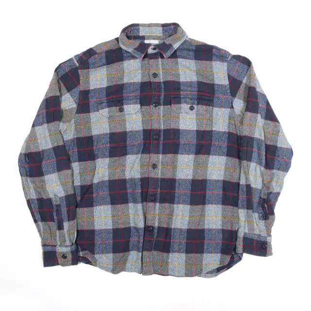 Vintage OLD NAVY Mens Shirt Grey 90s Check Flannel Long Sleeve L