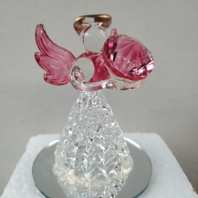 Avon Glass Birthstone Christmas Angel Figurine Ornament 'July' NEW in BOX