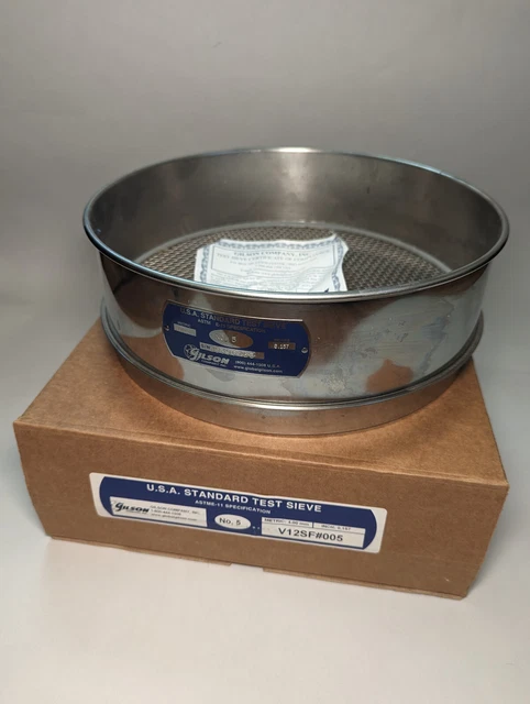 Gilson 12" Stainless Standard Test Sieve; #5 V12SF#005; 4.0mm  .0157 inch