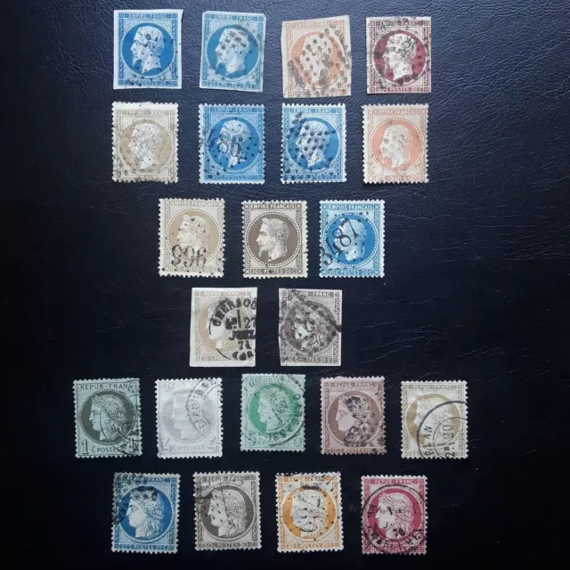 Lot de 22 timbres france classique avant 1900 de type céres et napoléon