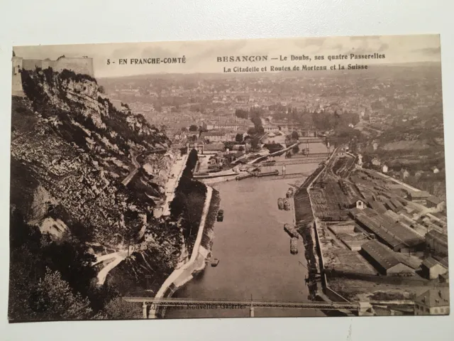 Cpa -Besançon - Le Doubs Et Ses 4 Footbridles Et Route De Mortau-1916