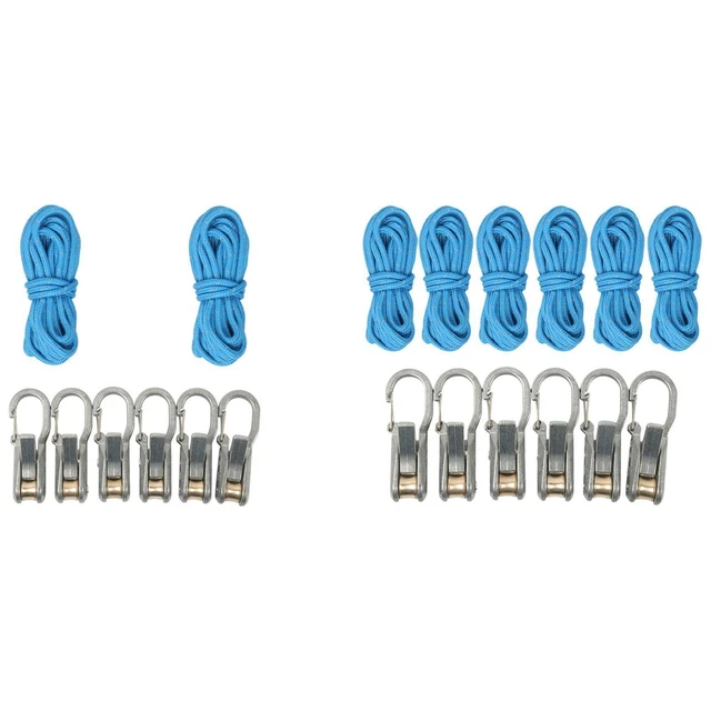 Tendeur De Corde à Boucle De Verrouillage – Sans Nœud, 6 Ajusteurs + 2 Cordes De 3 M, Alliage Zinc Et Nylon, Pour Camping Et Bâches