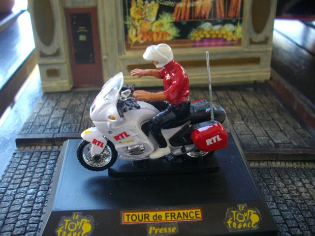 Figurine Tour De France Salza 1/32 - Moto Verte Et Photographe - Aluminium