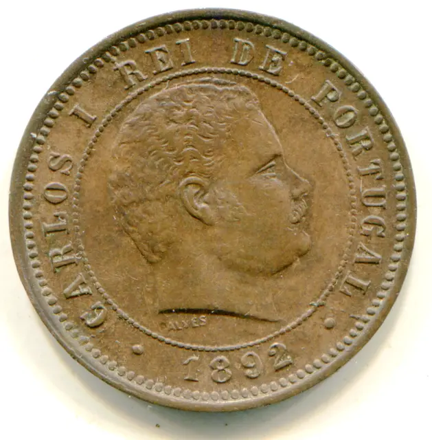 Portugal 5 Reis 1892 super HG coin KM-530  lotfeb2767