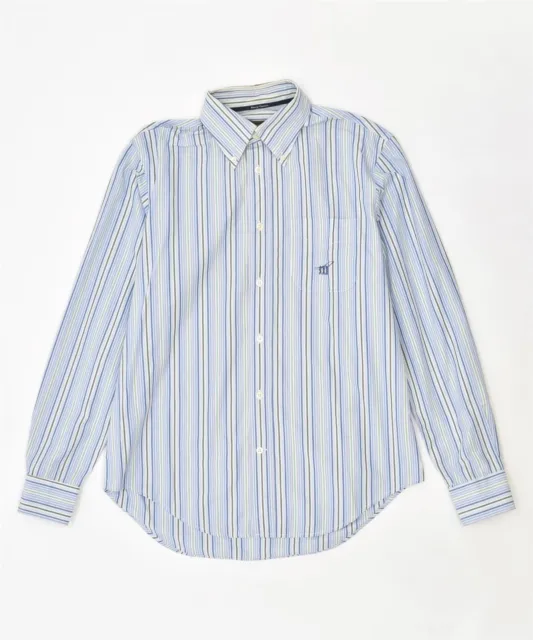 HENRY COTTONS Mens Shirt Size 40 Medium Blue Striped Cotton FC09